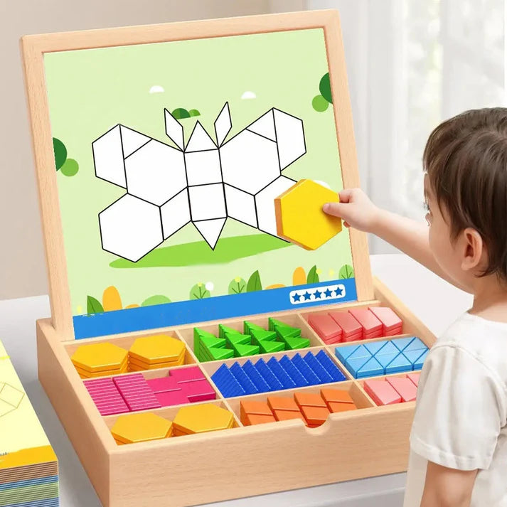 MagikBlocs® - Puzzle Magnétique en Bois (180 Pièces Géométriques)