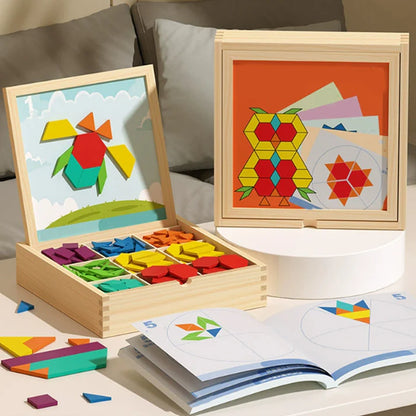 MagikBlocs® - Puzzle Magnétique en Bois (180 Pièces Géométriques)