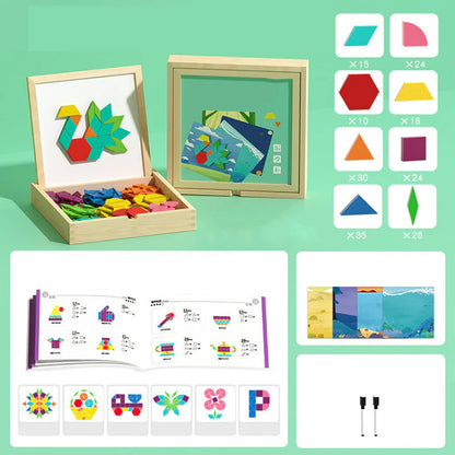 MagikBlocs® - Puzzle Magnétique en Bois (180 Pièces Géométriques)